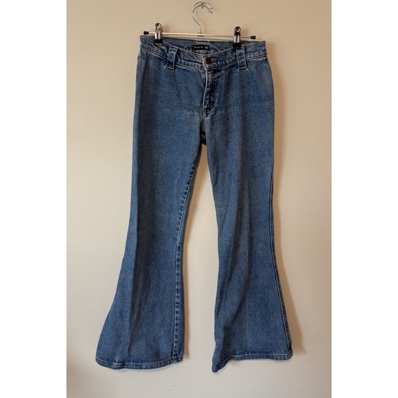 Vintage Y2K Frankie B Jeans Low Rise Ultra Flare Bell Bottom Medium Wash Sz 4 - Picture 3 of 9